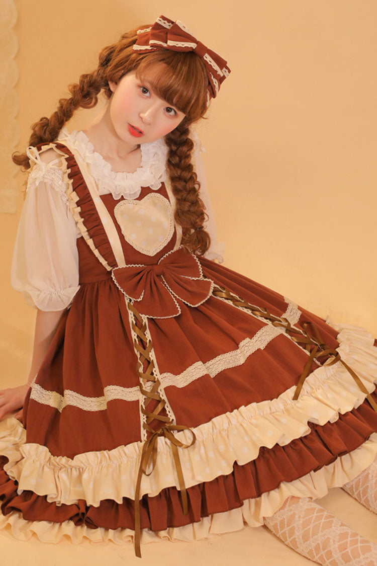 Sweet Lolita Dress - Love Plaid Polka Point Big, 2 Colors, Plaid, Bow Detail - additional product view 3