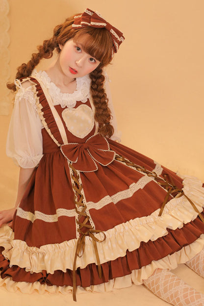 Sweet Lolita Dress - Love Plaid Polka Point Big, 2 Colors, Plaid, Bow Detail - additional product view 3