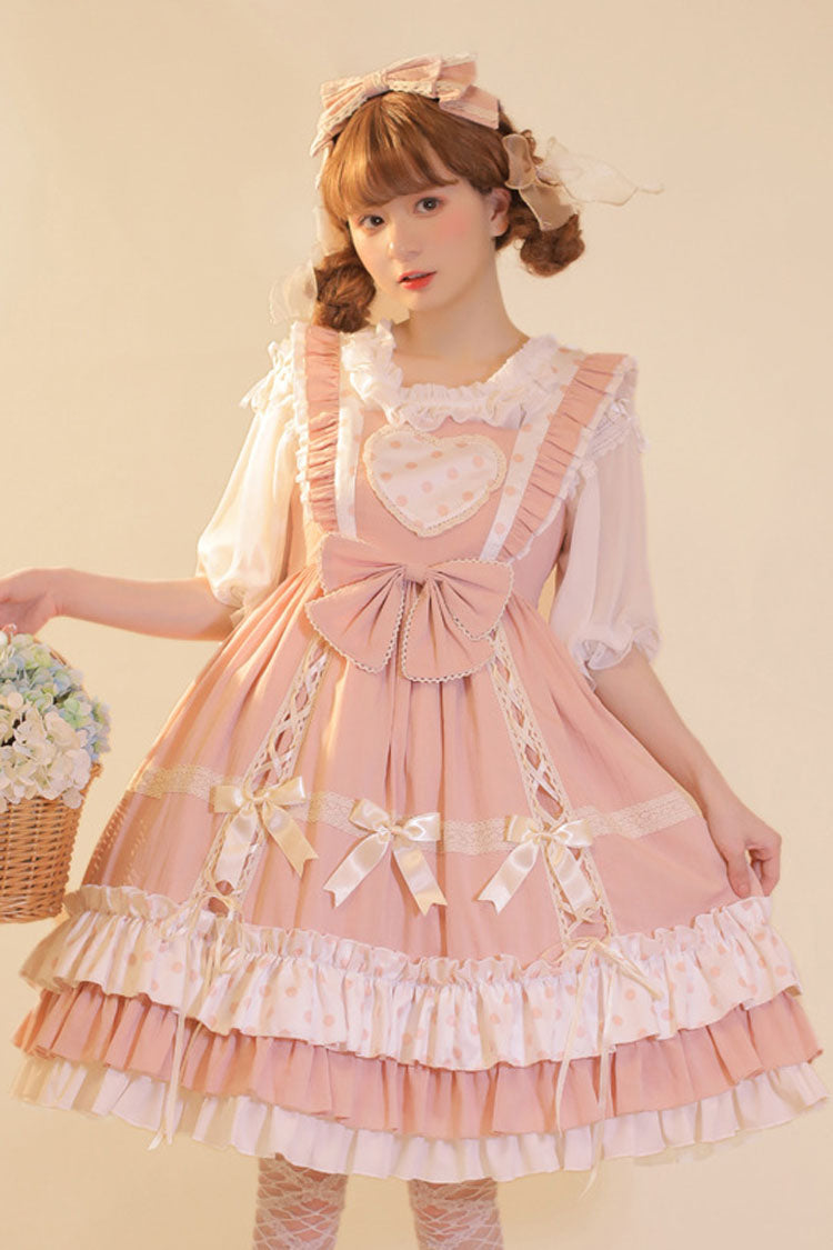 Sweet Lolita Dress - Love Plaid Polka Point Big, 2 Colors, Plaid, Bow Detail - additional product view 5