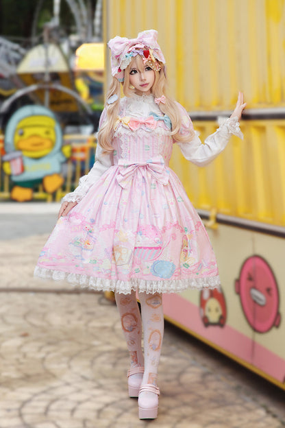 Sweet Lolita Dress - Macaron Dolly House, 3 Colors, Printed, Bow Detail - additional product view 6
