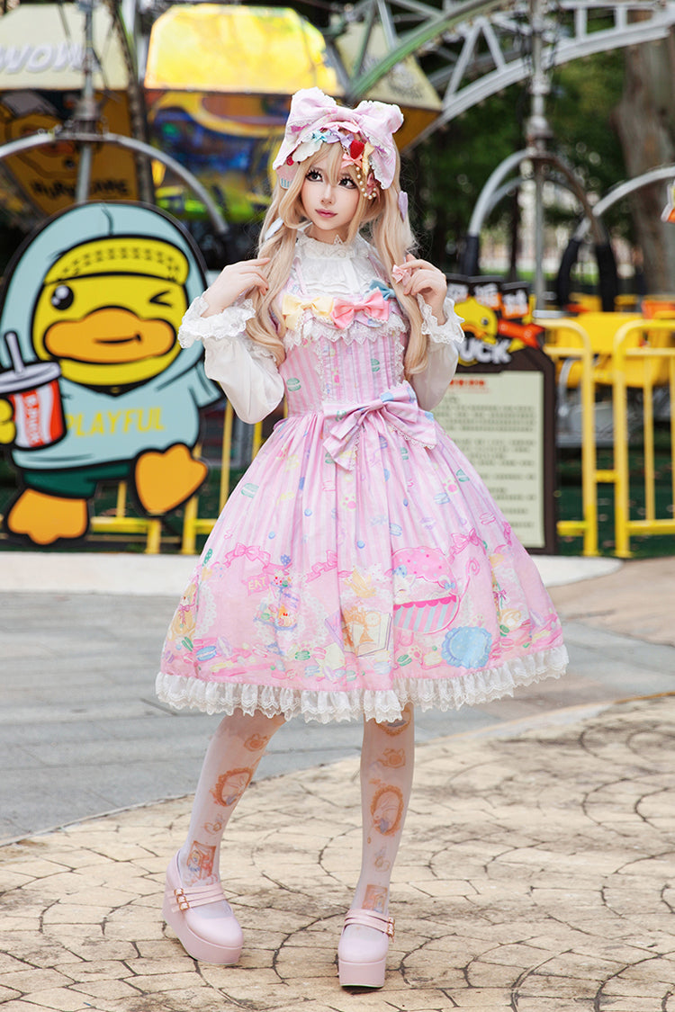 Sweet Lolita Dress - Macaron Dolly House, 3 Colors, Printed, Bow Detail - additional product view 7