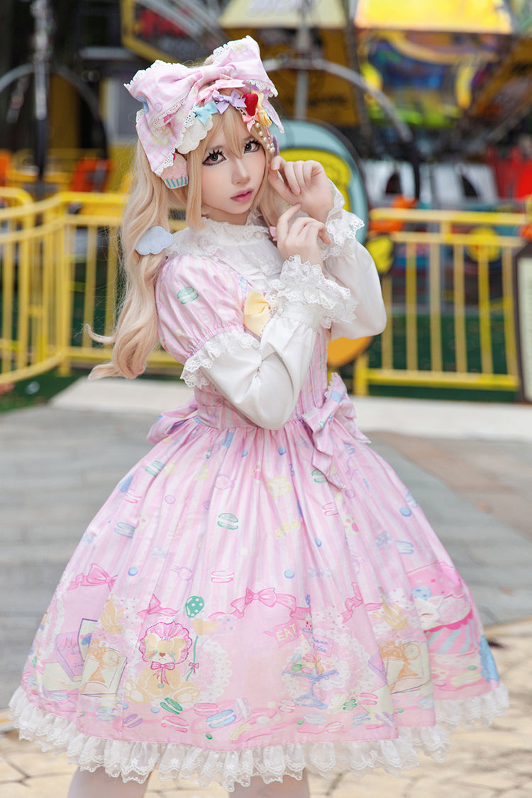 Sweet Lolita Dress - Macaron Dolly House, 3 Colors, Printed, Bow Detail - additional product view 8