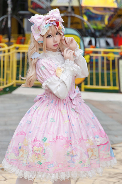 Sweet Lolita Dress - Macaron Dolly House, 3 Colors, Printed, Bow Detail - additional product view 8