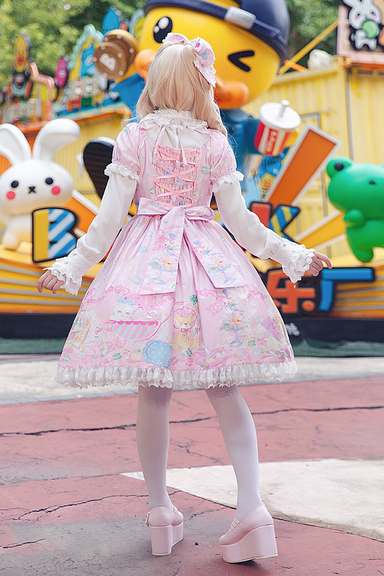 Sweet Lolita Dress - Macaron Dolly House, 3 Colors, Printed, Bow Detail - additional product view 9