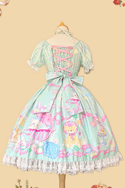 Sweet Lolita Dress - Macaron Dolly House, 3 Colors, Printed, Bow Detail - additional product view 11