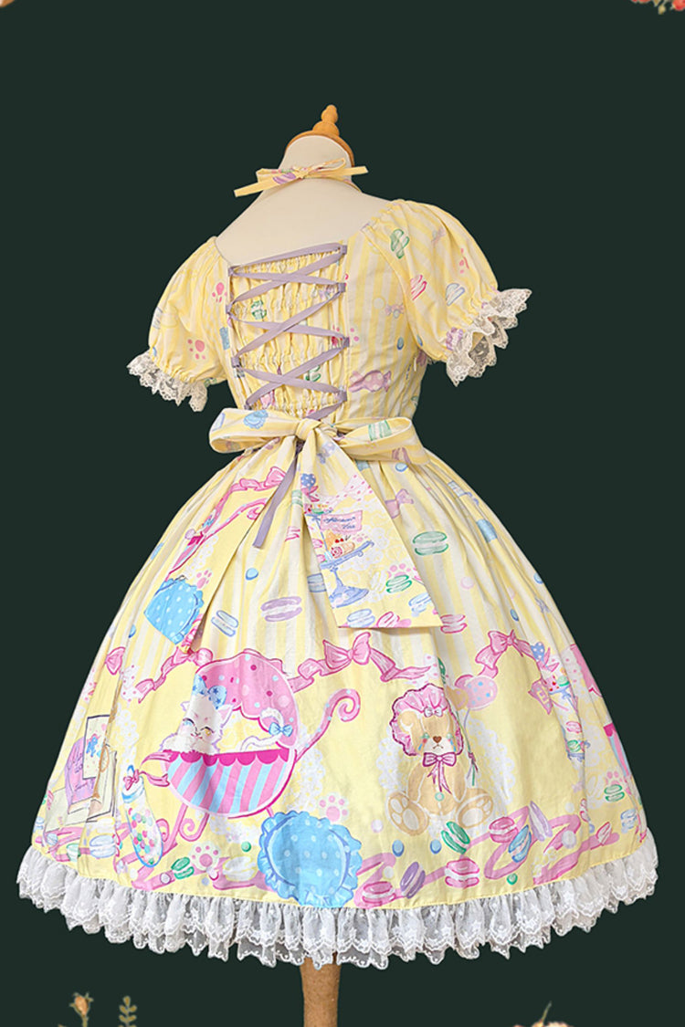 Sweet Lolita Dress - Macaron Dolly House, 3 Colors, Printed, Bow Detail - additional product view 13