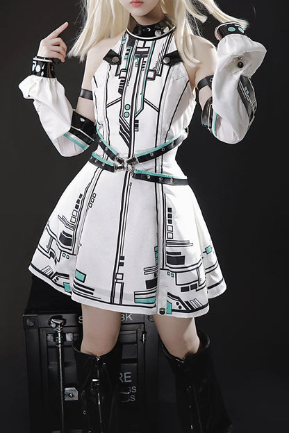 Sweet Lolita Dress - Mecha Battle Maiden, White, Stand Collar, Printed - additional product view 3