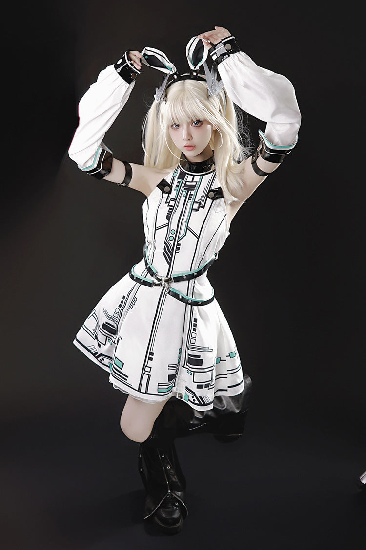 Sweet Lolita Dress - Mecha Battle Maiden, White, Stand Collar, Printed - additional product view 7