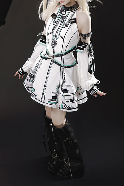Sweet Lolita Dress - Mecha Battle Maiden, White, Stand Collar, Printed - additional product view 9