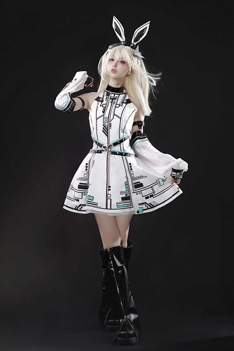 Sweet Lolita Dress - Mecha Battle Maiden, White, Stand Collar, Printed - additional product view 10