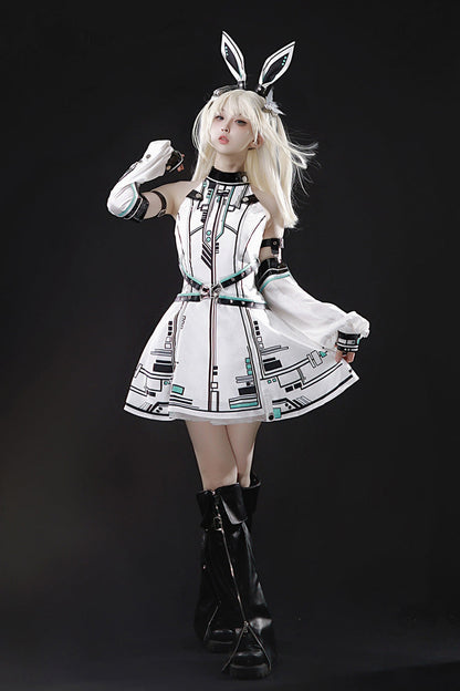 Sweet Lolita Dress - Mecha Battle Maiden, White, Stand Collar, Printed - additional product view 10
