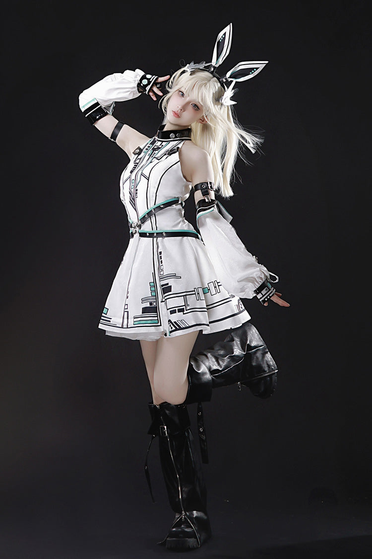 Sweet Lolita Dress - Mecha Battle Maiden, White, Stand Collar, Printed - additional product view 13