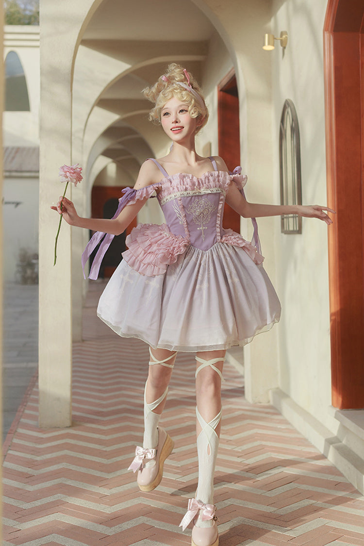 Sweet Lolita Dress - Midsummer Dream Elegant, Purple, Ballet-Inspired Style, Printed - additional product view 2