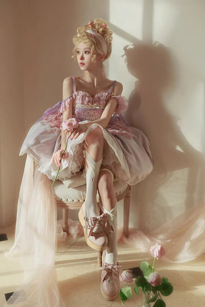Sweet Lolita Dress - Midsummer Dream Elegant, Purple, Ballet-Inspired Style, Printed - additional product view 4