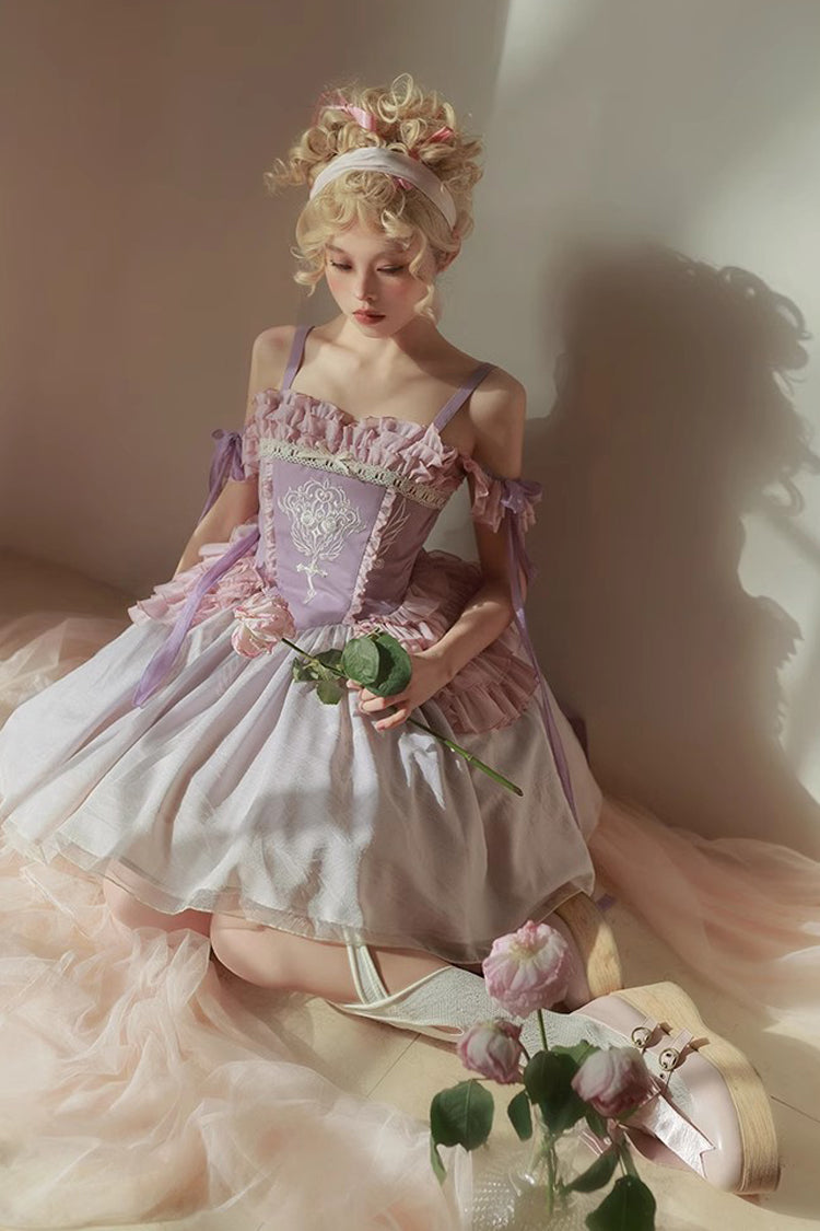 Sweet Lolita Dress - Midsummer Dream Elegant, Purple, Ballet-Inspired Style, Printed - additional product view 6