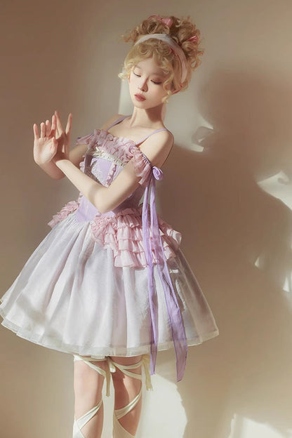 Sweet Lolita Dress - Midsummer Dream Elegant, Purple, Ballet-Inspired Style, Printed - additional product view 7