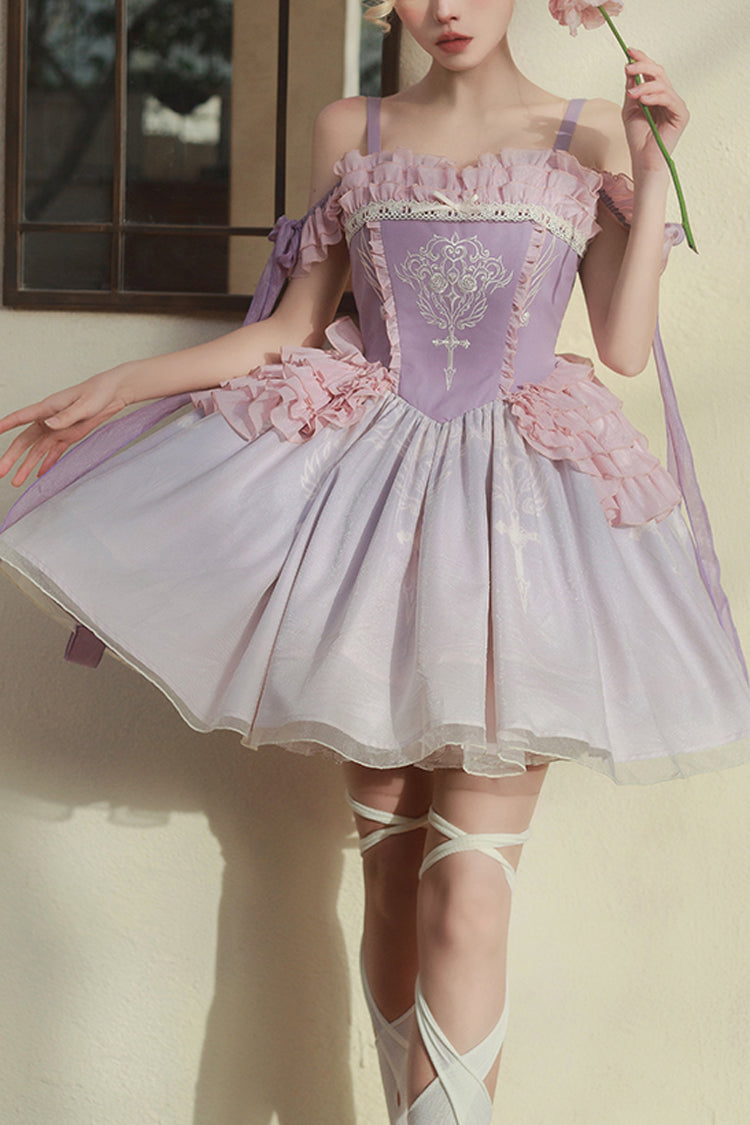 Sweet Lolita Dress - Midsummer Dream Elegant, Purple, Ballet-Inspired Style, Printed - main product image