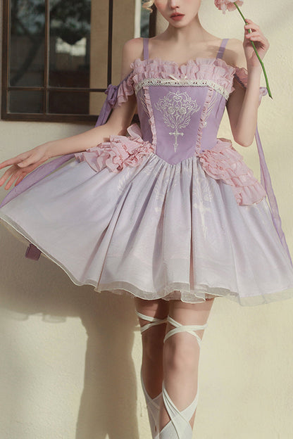 Sweet Lolita Dress - Midsummer Dream Elegant, Purple, Ballet-Inspired Style, Printed - main product image