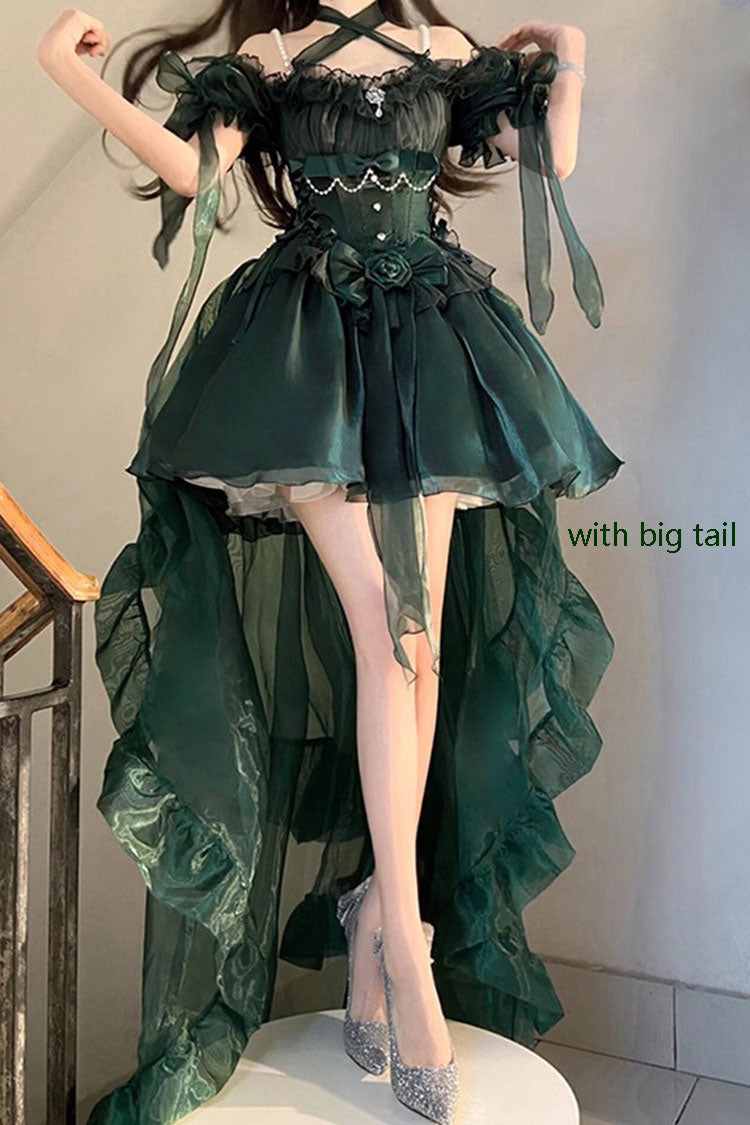 Sweet Lolita Dress - Midsummer Dream, Green, Lace Trim, Ruffled, Gothic Style - additional product view 4