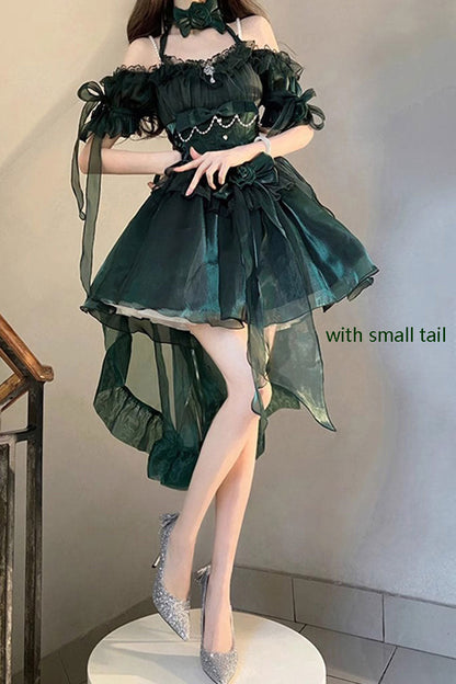 Sweet Lolita Dress - Midsummer Dream, Green, Lace Trim, Ruffled, Gothic Style - additional product view 5