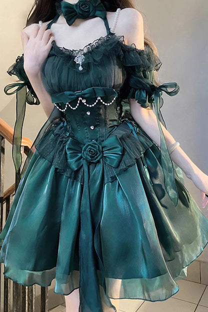Sweet Lolita Dress - Midsummer Dream, Green, Lace Trim, Ruffled, Gothic Style - main product image