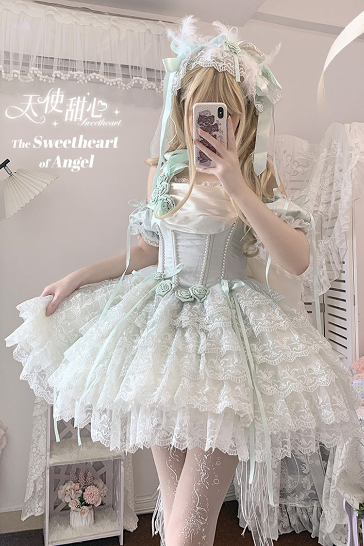 Sweet Lolita Dress - Mint Green Angel Sweetheart, Green, Layered, Ballet-Inspired Style - additional product view 2