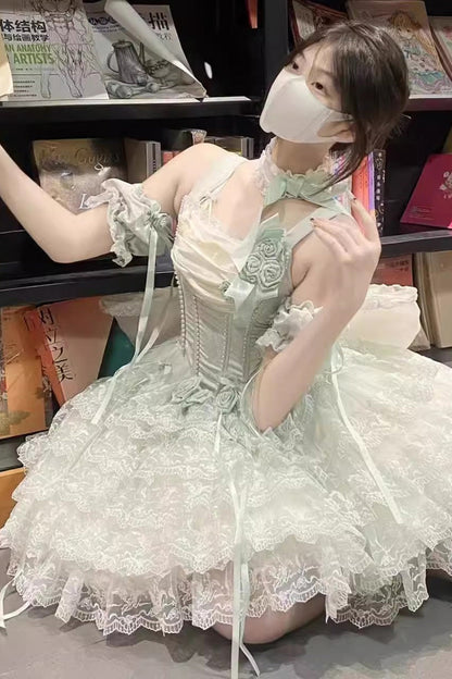 Sweet Lolita Dress - Mint Green Angel Sweetheart, Green, Layered, Ballet-Inspired Style - additional product view 4