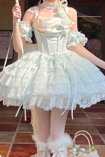 Sweet Lolita Dress - Mint Green Angel Sweetheart, Green, Layered, Ballet-Inspired Style - additional product view 7