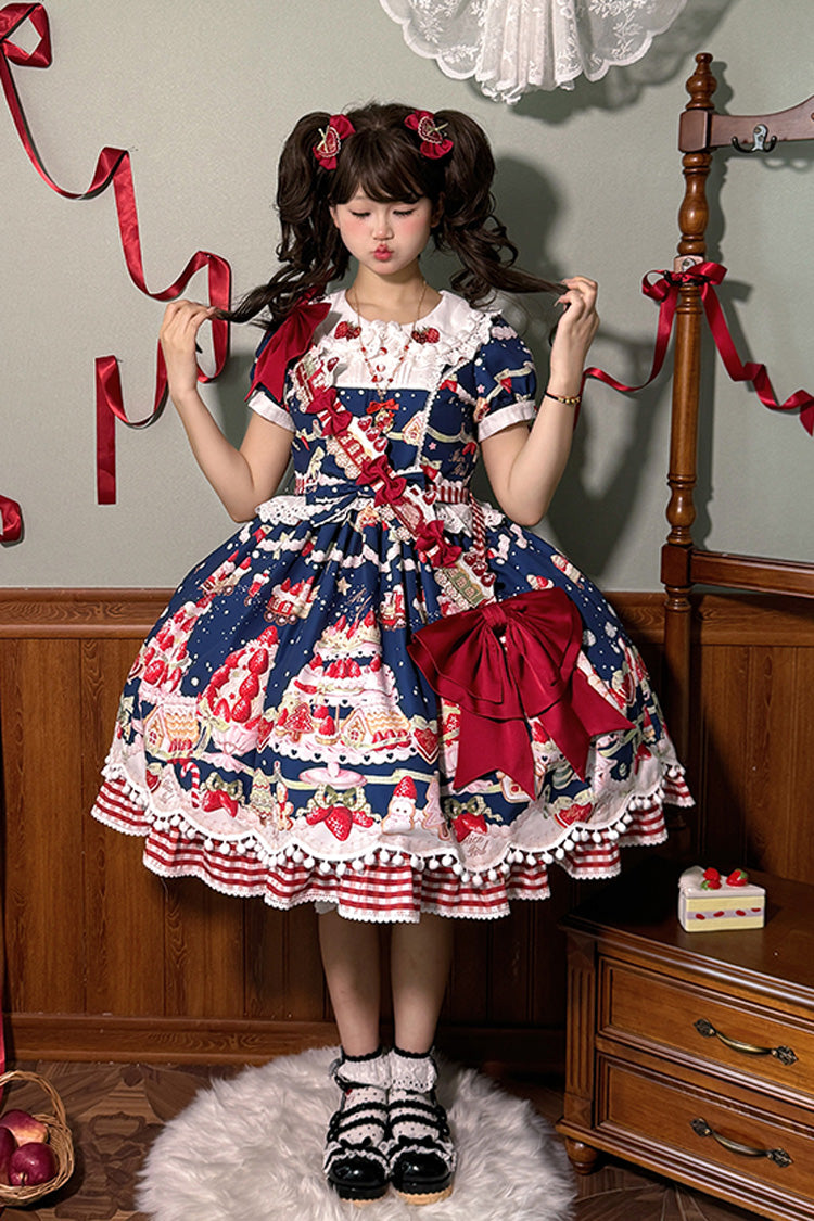 Sweet Lolita Dress - Mint Strawberry Dessert Doll, 4 Colors, Bow Detail, Ruffled, Printed - additional product view 10