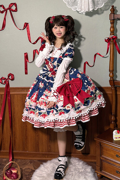 Sweet Lolita Dress - Mint Strawberry Dessert Doll, 4 Colors, Bow Detail, Ruffled, Printed - additional product view 13
