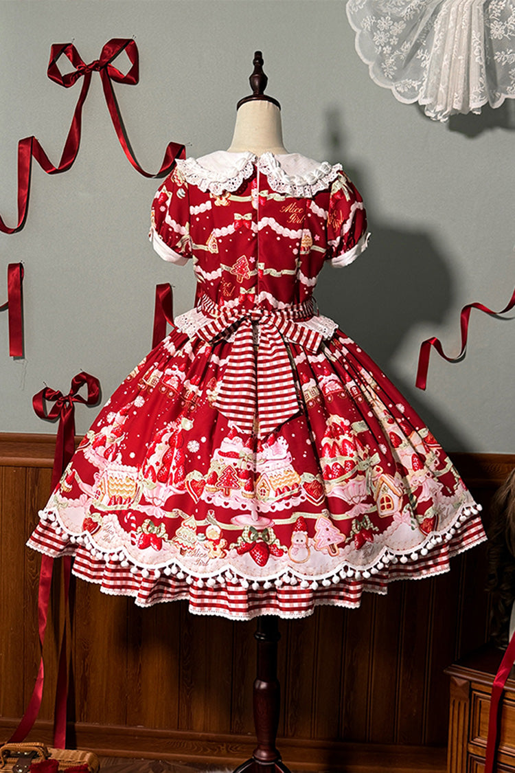 Sweet Lolita Dress - Mint Strawberry Dessert Doll, 4 Colors, Bow Detail, Ruffled, Printed - additional product view 22