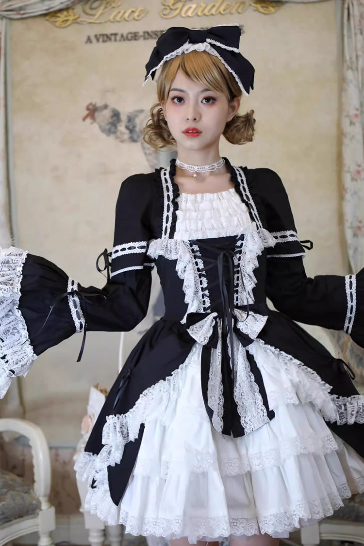Sweet Lolita Dress - Miss Rella, 9 Colors, Detachable Detail, Layered, Lace-Up - additional product view 2