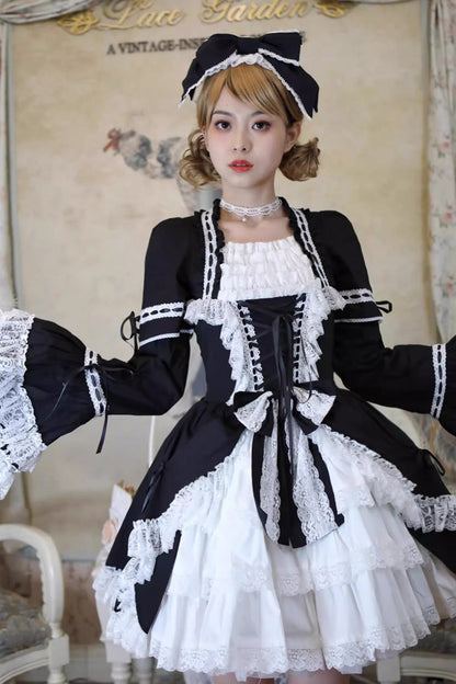 Sweet Lolita Dress - Miss Rella, 9 Colors, Detachable Detail, Layered, Lace-Up - additional product view 2