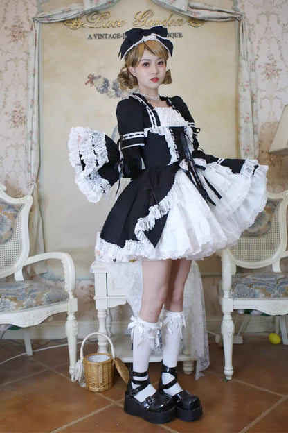 Sweet Lolita Dress - Miss Rella, 9 Colors, Detachable Detail, Layered, Lace-Up - additional product view 3