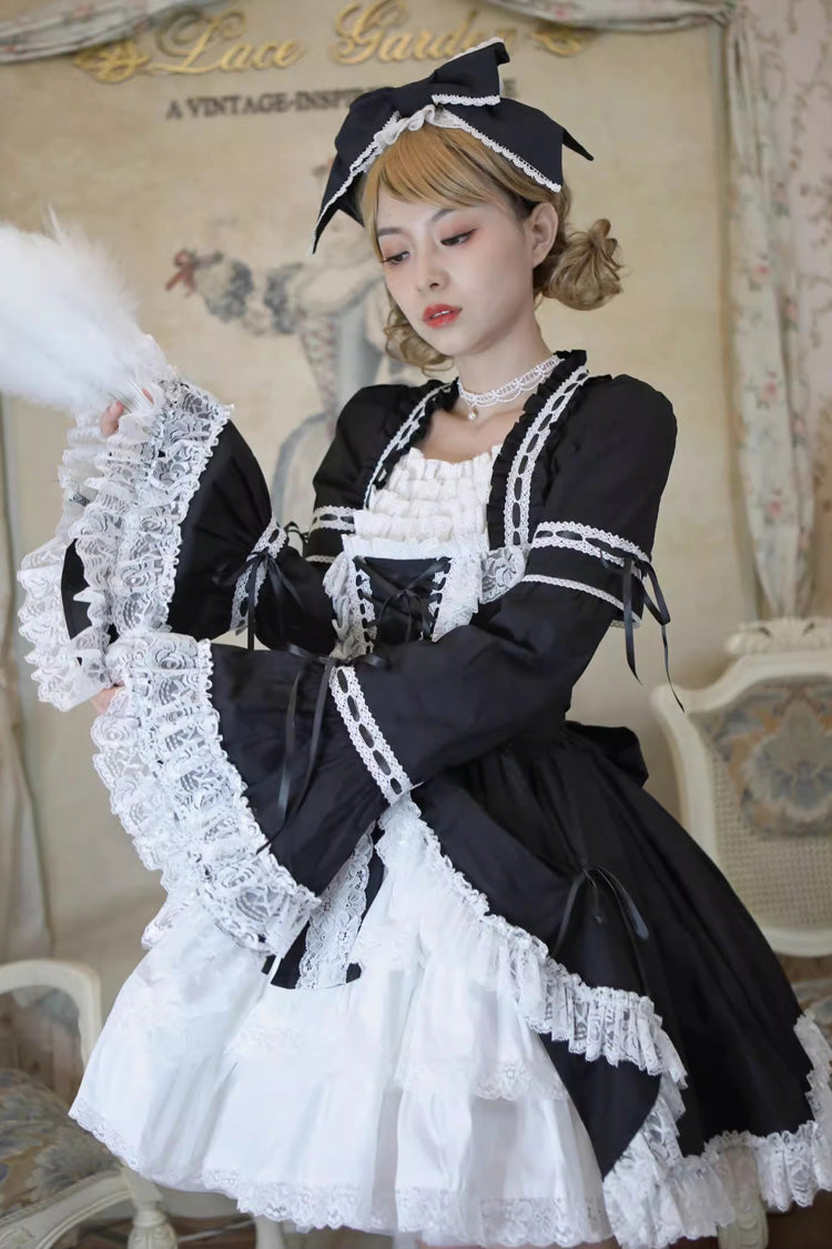 Sweet Lolita Dress - Miss Rella, 9 Colors, Detachable Detail, Layered, Lace-Up - additional product view 5