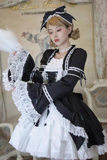Sweet Lolita Dress - Miss Rella, 9 Colors, Detachable Detail, Layered, Lace-Up - additional product view 5