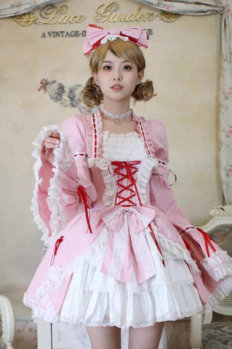Sweet Lolita Dress - Miss Rella, 9 Colors, Detachable Detail, Layered, Lace-Up - additional product view 7