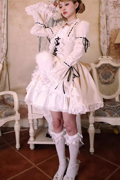 Sweet Lolita Dress - Miss Rella, 9 Colors, Detachable Detail, Layered, Lace-Up - additional product view 9