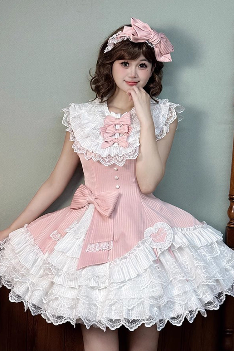Sweet Lolita Dress - Miss Tsundere, Pink, Bow Detail, Lace Trim, Ruffled - additional product view 2