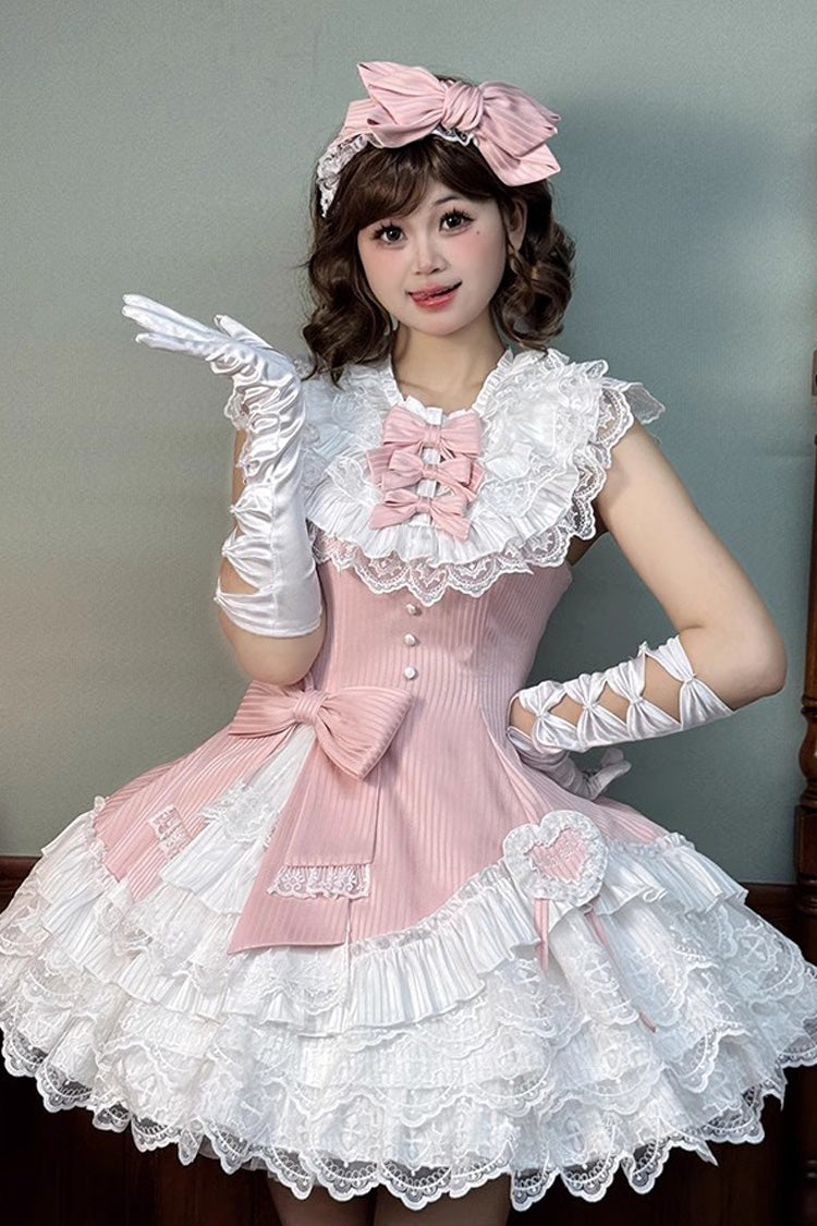 Sweet Lolita Dress - Miss Tsundere, Pink, Bow Detail, Lace Trim, Ruffled - additional product view 4