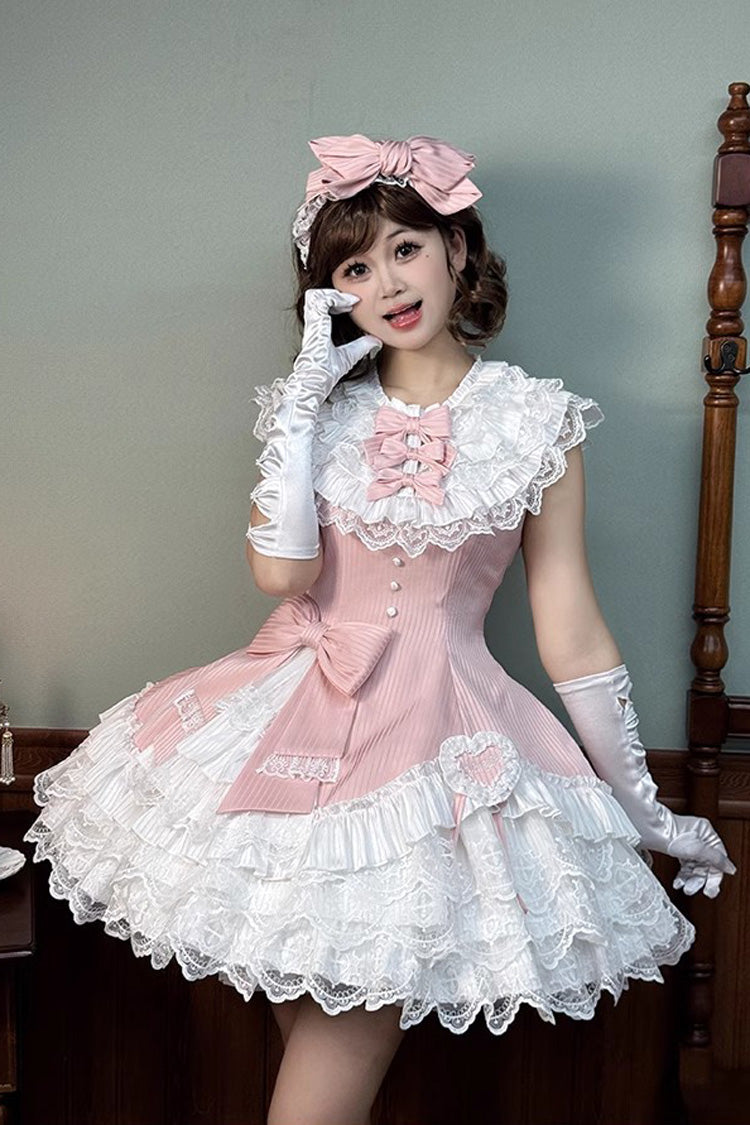 Sweet Lolita Dress - Miss Tsundere, Pink, Bow Detail, Lace Trim, Ruffled - additional product view 5