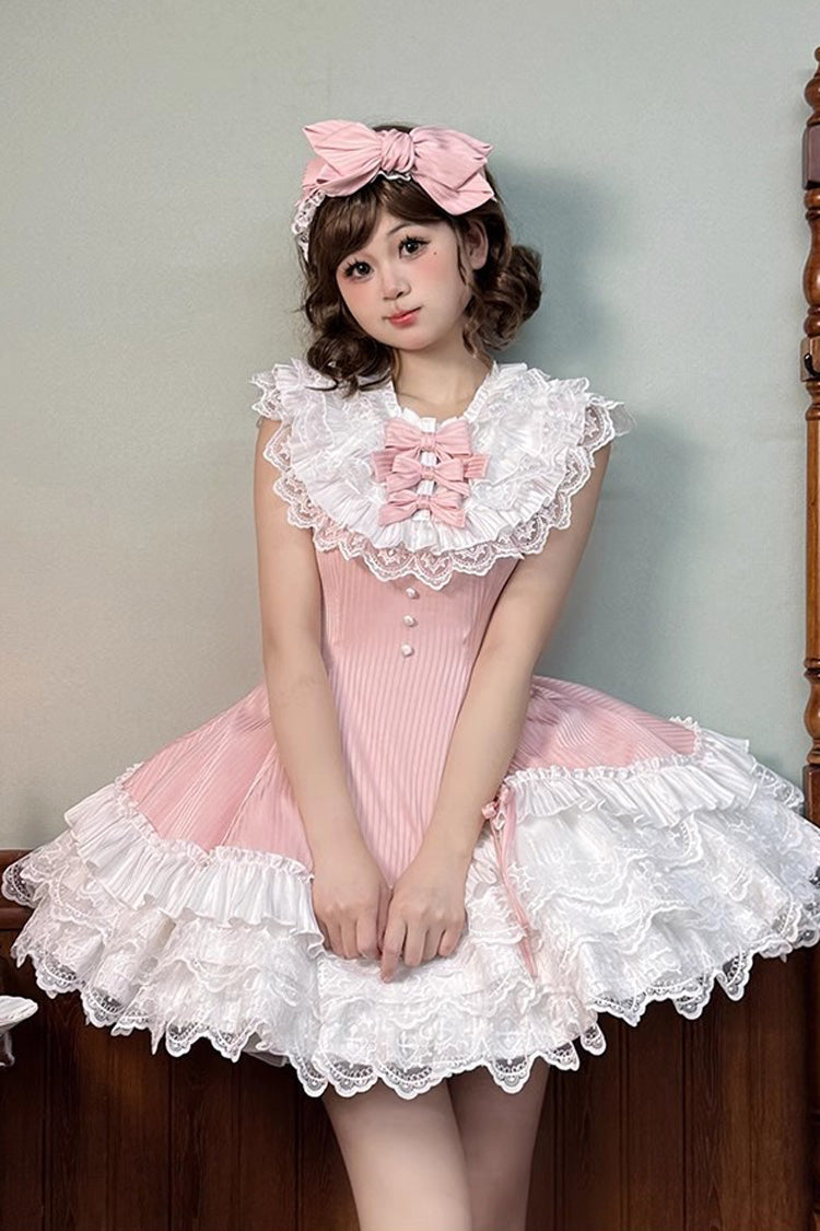 Sweet Lolita Dress - Miss Tsundere, Pink, Bow Detail, Lace Trim, Ruffled - additional product view 6
