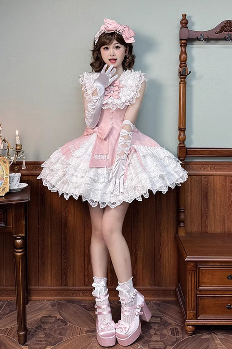 Sweet Lolita Dress - Miss Tsundere, Pink, Bow Detail, Lace Trim, Ruffled - additional product view 7