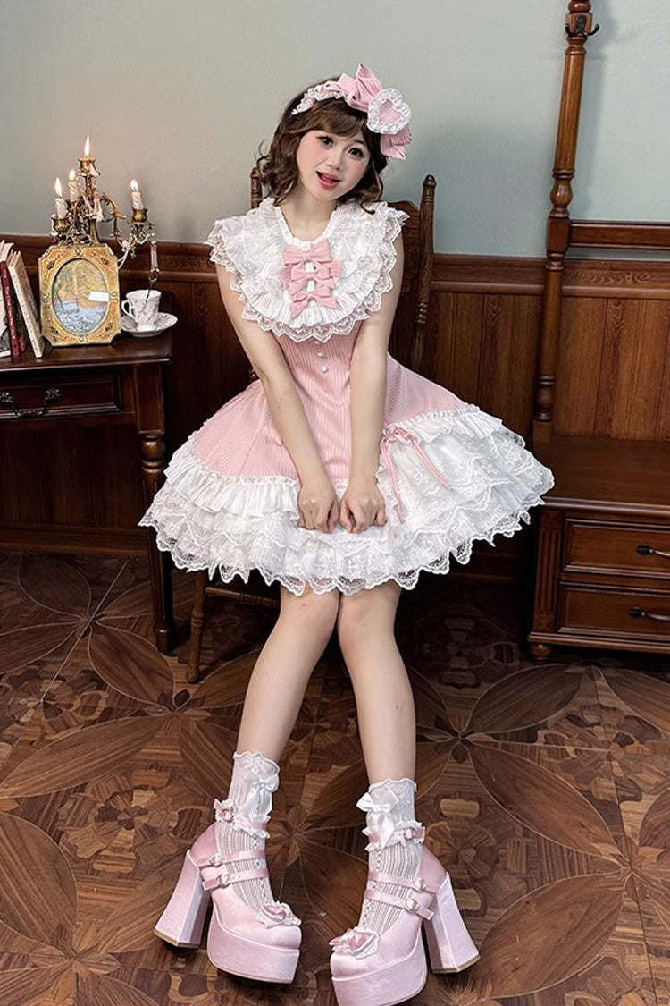 Sweet Lolita Dress - Miss Tsundere, Pink, Bow Detail, Lace Trim, Ruffled - additional product view 8