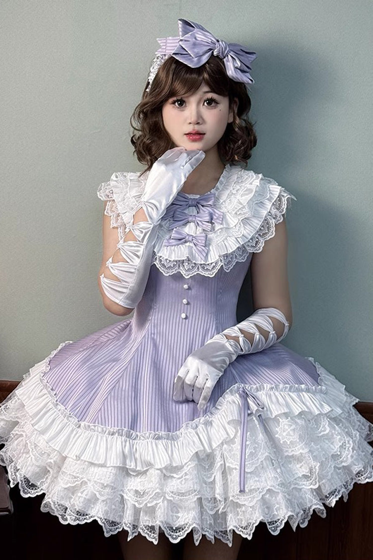 Sweet Lolita Dress - Miss Tsundere, Purple, Lace Trim, Ruffled, Layered - additional product view 2
