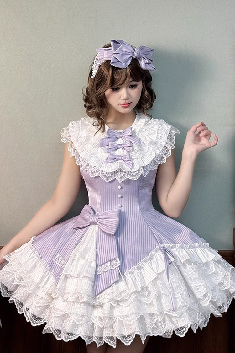 Sweet Lolita Dress - Miss Tsundere, Purple, Lace Trim, Ruffled, Layered - additional product view 4