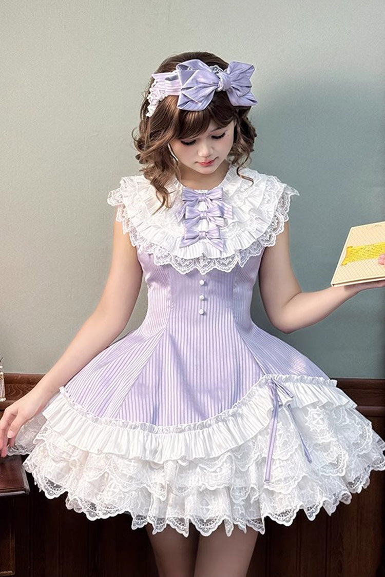 Sweet Lolita Dress - Miss Tsundere, Purple, Lace Trim, Ruffled, Layered - additional product view 6