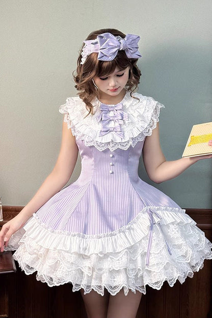 Sweet Lolita Dress - Miss Tsundere, Purple, Lace Trim, Ruffled, Layered - additional product view 6