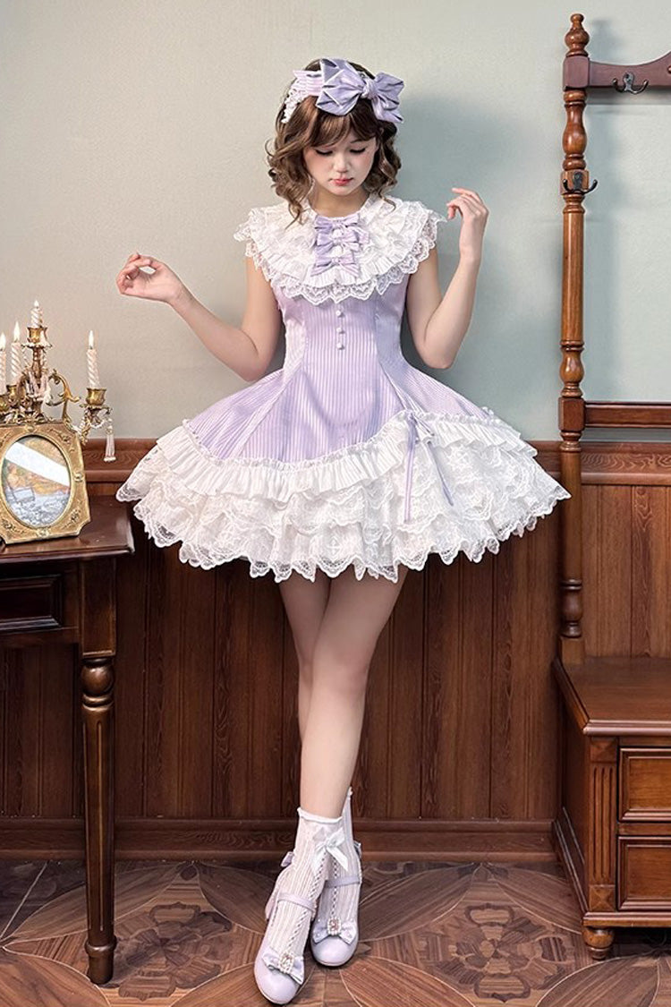 Sweet Lolita Dress - Miss Tsundere, Purple, Lace Trim, Ruffled, Layered - additional product view 7