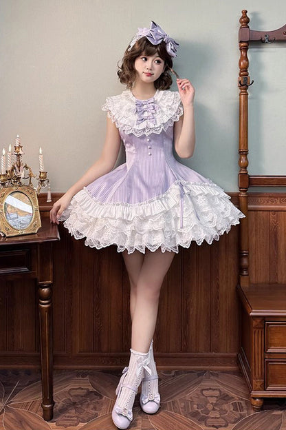 Sweet Lolita Dress - Miss Tsundere, Purple, Lace Trim, Ruffled, Layered - additional product view 8